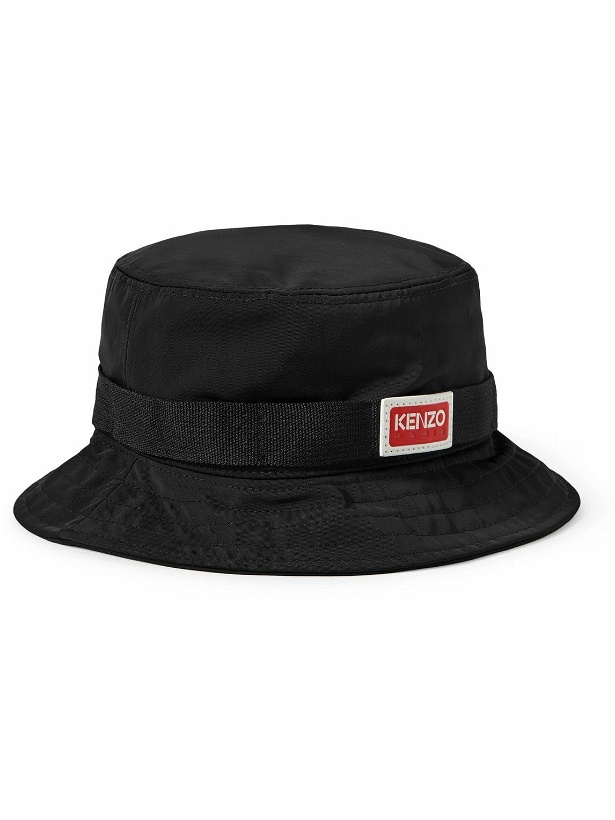 Photo: KENZO - Logo-Appliquéd Webbing-Trimmed Shell Bucket Hat - Black