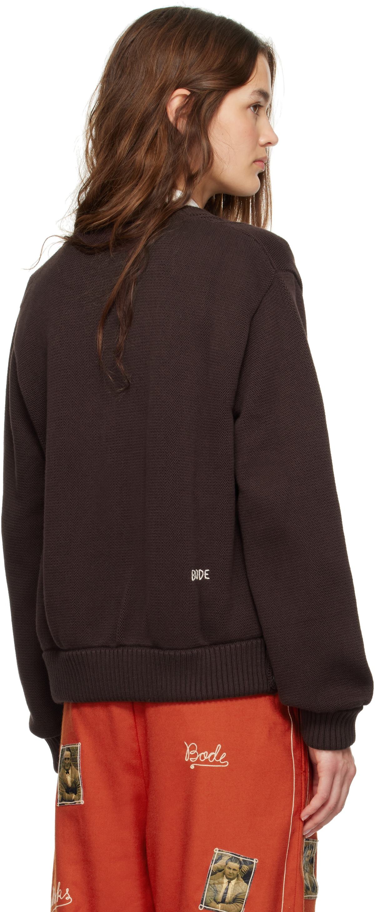 Bode Brown Double-Breasted Cardigan