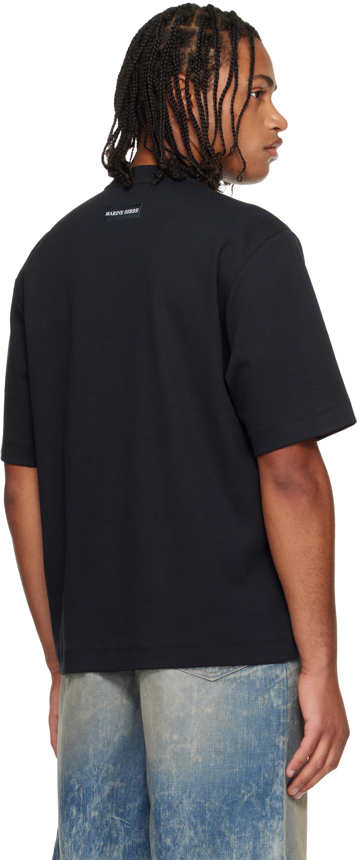 Marine Serre Black MS Sports Jersey T-shirt