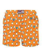 MC2 Saint Barth Man Light Fabric Swim Shorts With Penguins Print