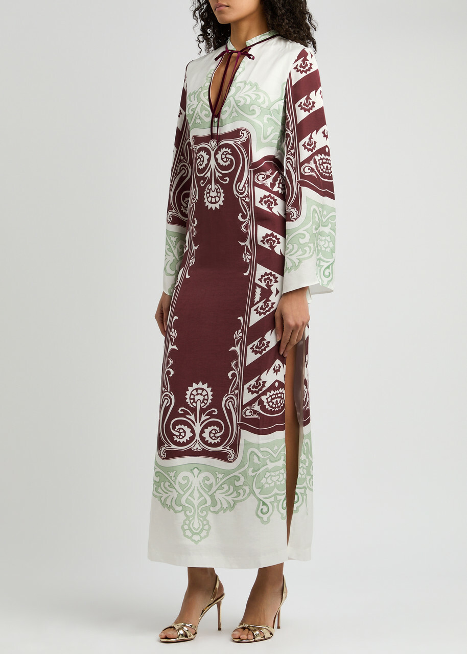 Lug Von Siga Lilah Printed Satin Maxi Dress Red