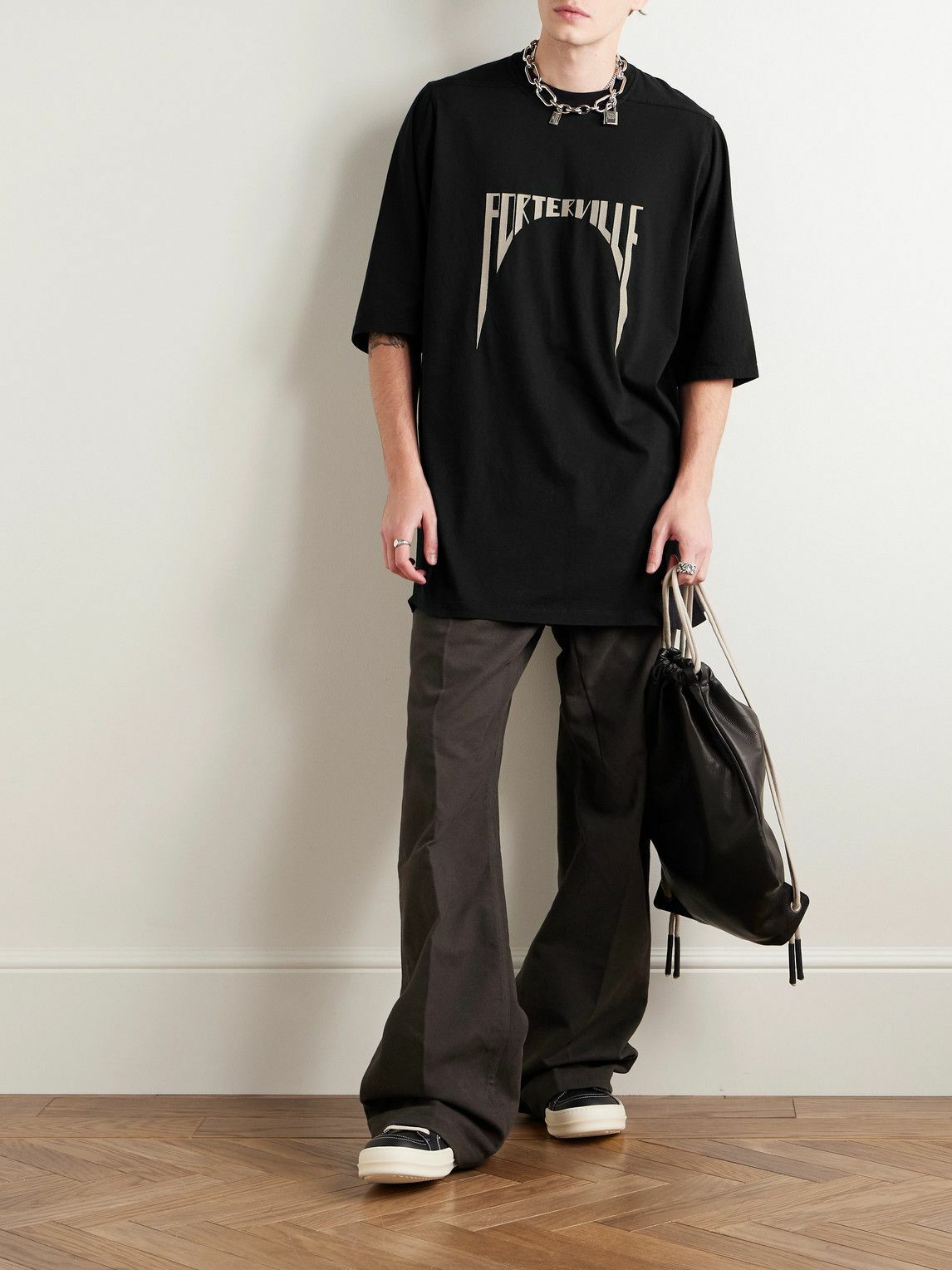 Rick Owens - Oversized Logo-Embroidered Cotton-Jersey T-Shirt