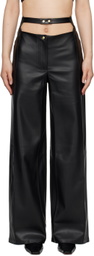 BEVZA Black High-Rise Faux-Leather Trousers