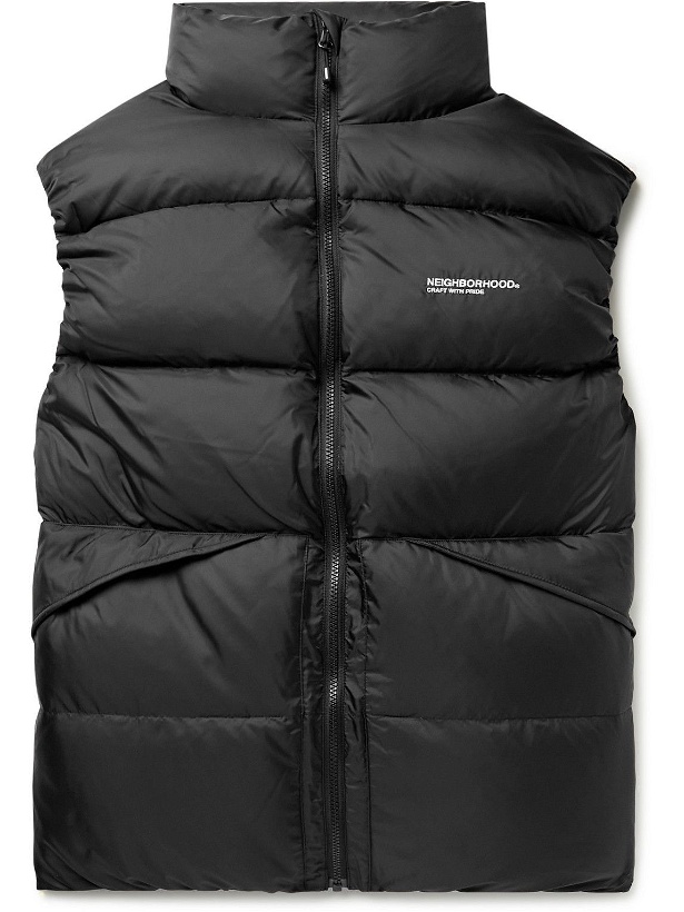 Photo: Neighborhood - Base Logo-Embroidered Quilted Shell Down Gilet - Black