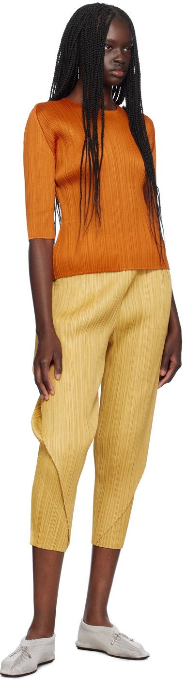 PLEATS PLEASE ISSEY MIYAKE Yellow Thicker Bottoms 1 Trousers