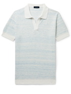 Thom Sweeney - Cotton and Linen-Blend Polo Shirt - Blue
