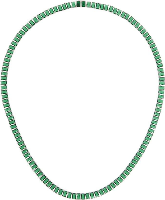 Photo: Hatton Labs Silver & Green Emerald Cut Tennis Chain Necklace