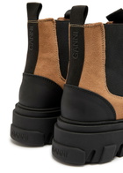 Ganni Panelled Suede Chelsea Boots Tan