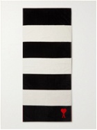 AMI PARIS - Logo-Jacquard Striped Cotton-Terry Beach Towel