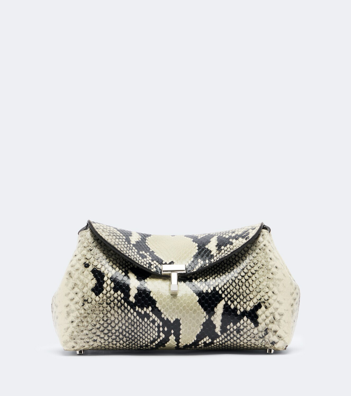 Toteme T-Lock Mini snake-effect leather clutch