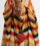 Loewe Strawberry crochet raffia coin purse with strap