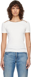 Burberry White Check Trim Stretch Cotton T-shirt