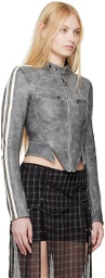 KNWLS SSENSE Exclusive Gray Claw Leather Jacket