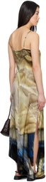Serapis Multicolor Draped Tarp Silk Maxi Dress