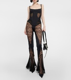 Mugler High-rise flared lace pants