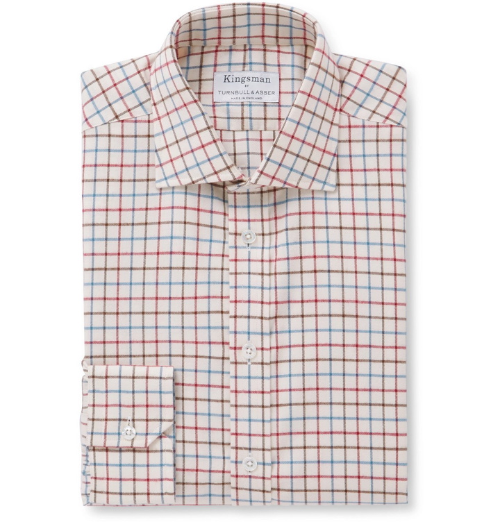 Photo: Kingsman - Turnbull & Asser Slim-Fit Cutaway-Collar Checked Cotton-Flannel Shirt - Multi