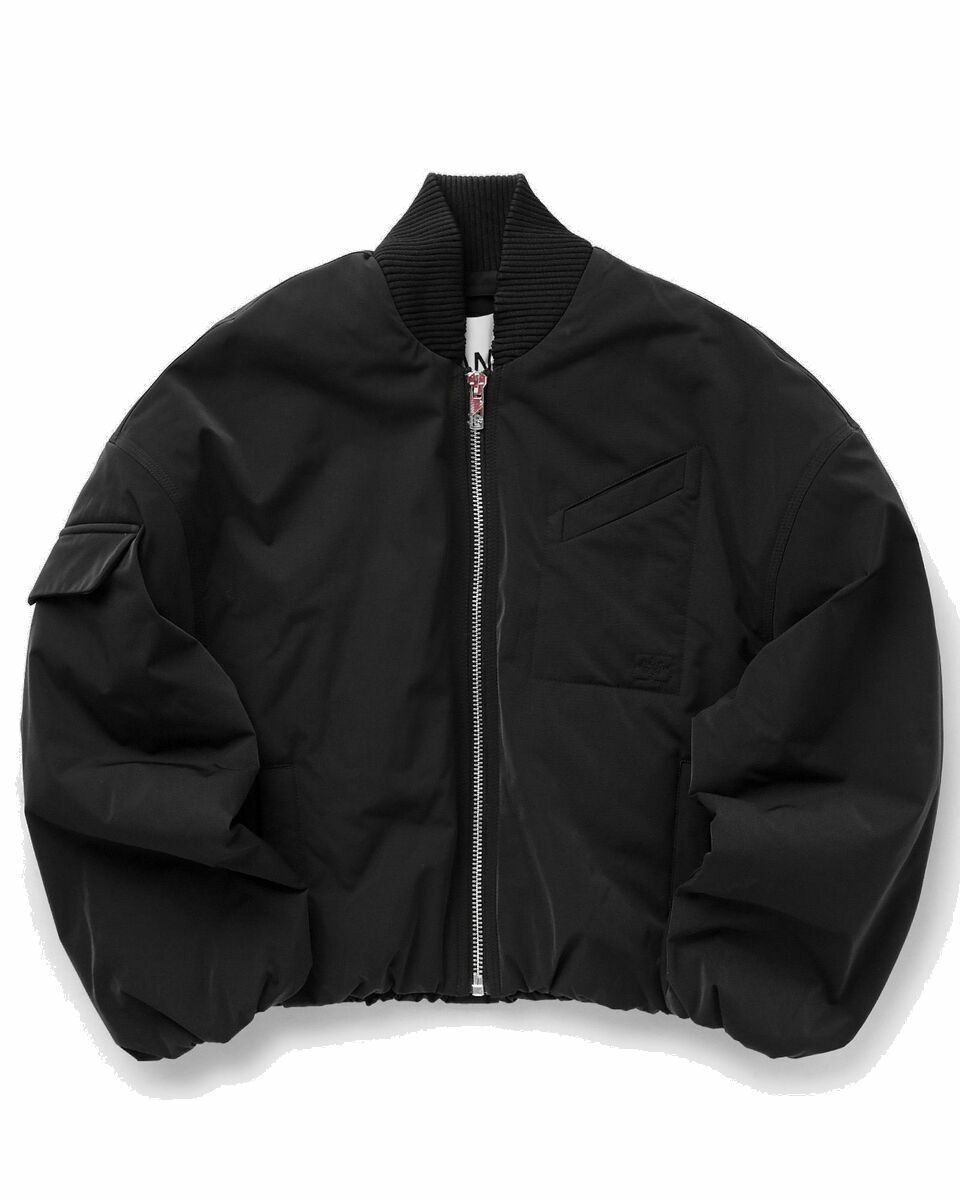 Photo: Ganni Light Twill Oversized Short Bomber Jacket Black - Womens - Bomber Jackets