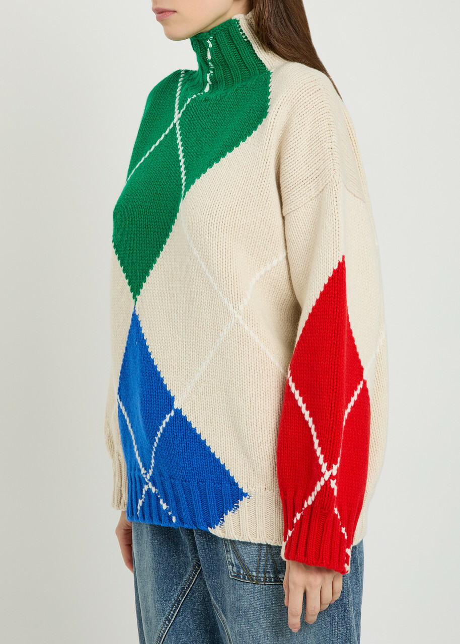 JW Anderson Pringle Argyle High-neck Wool Jumper Multicoloured 1