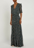 Veronica Beard Mick Floral-print Silk Maxi Dress Dark Green