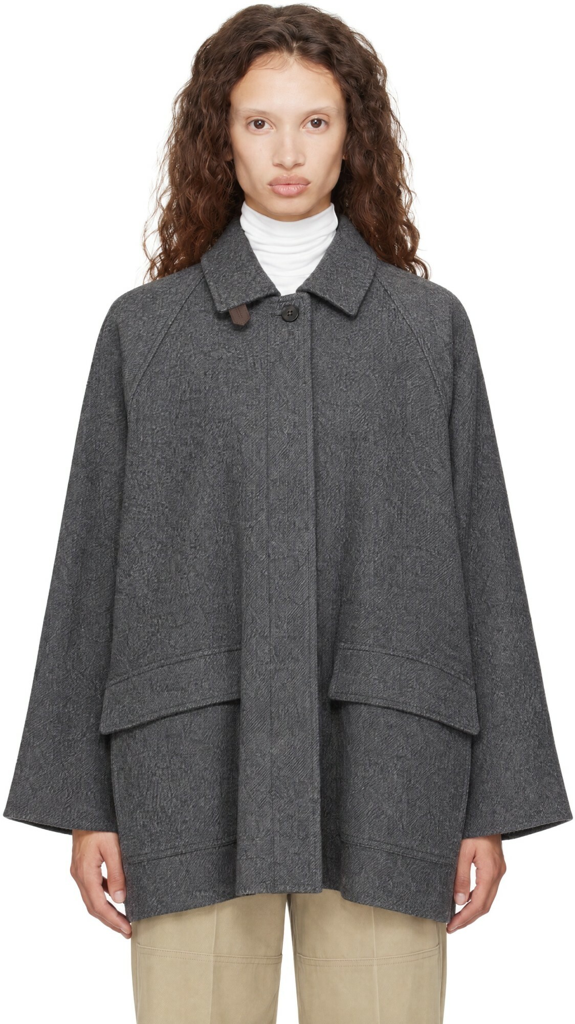 LE17SEPTEMBRE Gray Flare Wool Half Coat