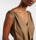 Brunello Cucinelli Belted cotton-blend midi dress