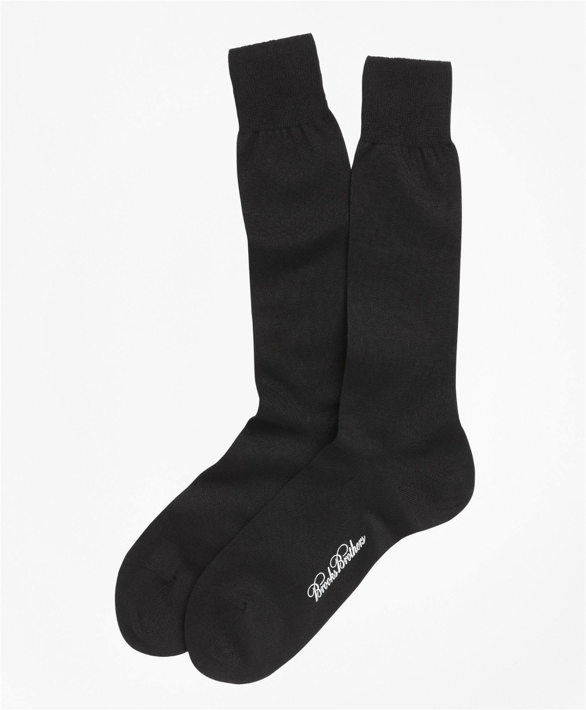 Brooks Brothers Men's Egyptian Cotton Jersey Knit Crew Socks | Black