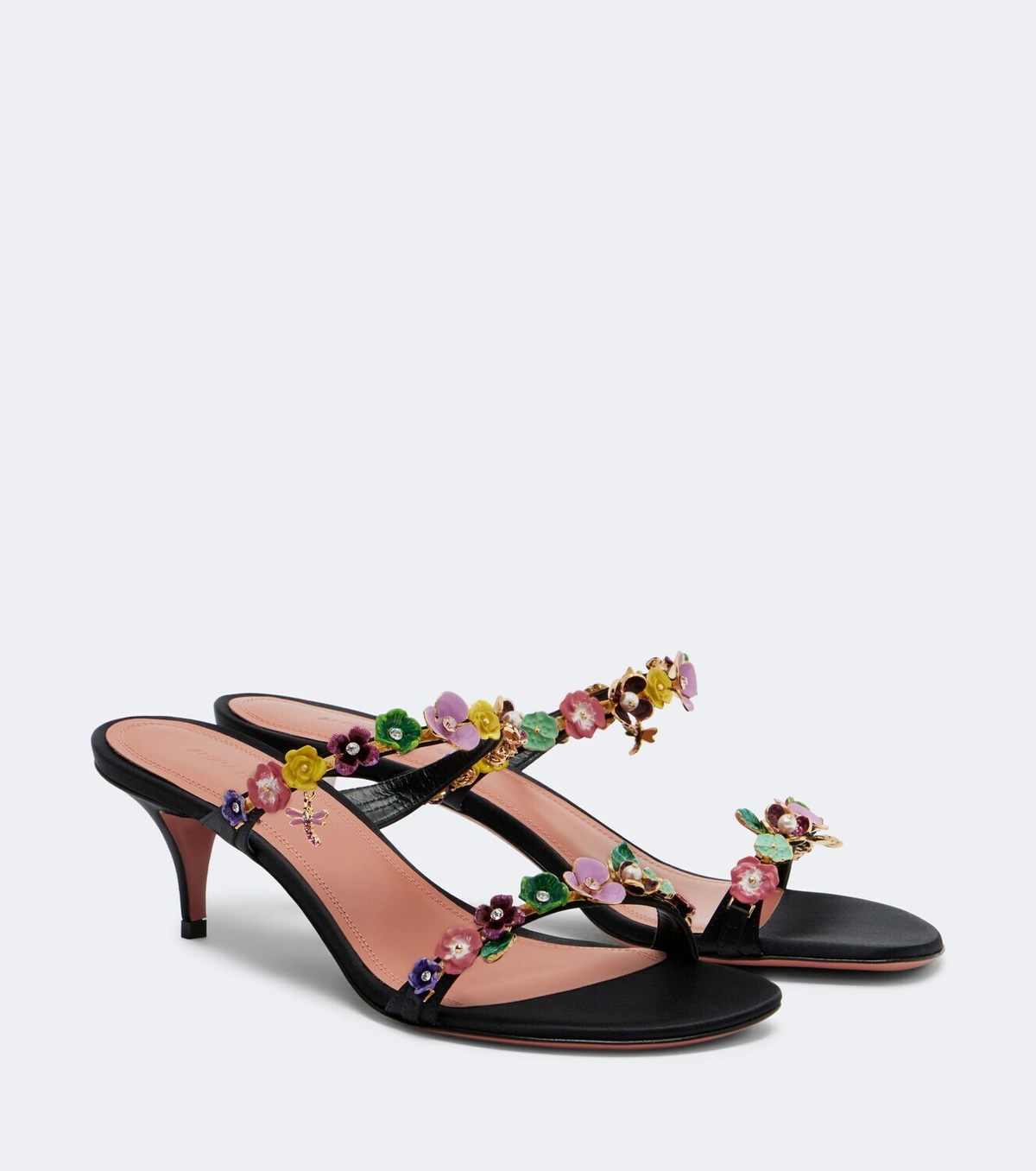 Amina Muaddi Vittoria embellished satin mules