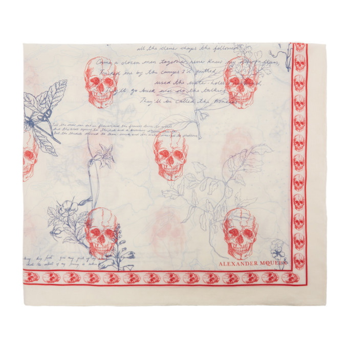 Photo: Alexander McQueen White Explorer Skull Scarf