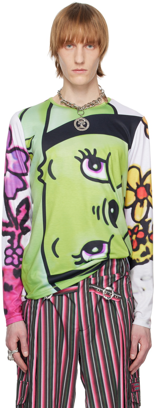 Chopova Lowena Multicolor Neon Smile Long Sleeve T-Shirt Chopova