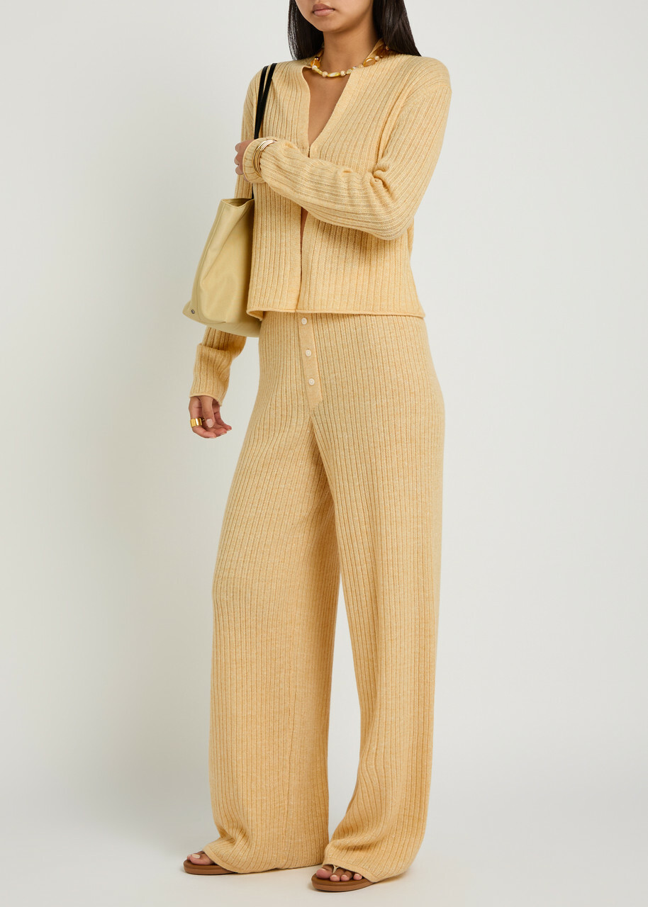Guest In Residence Everywear Wide-leg Cashmere and Linen-blend Trousers Yellow