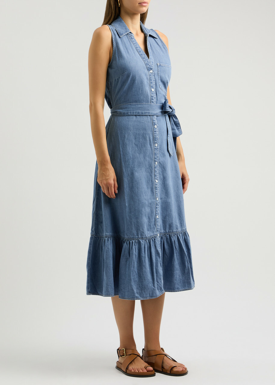 veronica beard blue dress Veronica Beard Casela Blue Silk Ruched V-Neck Midi Dress – The Closet New  York