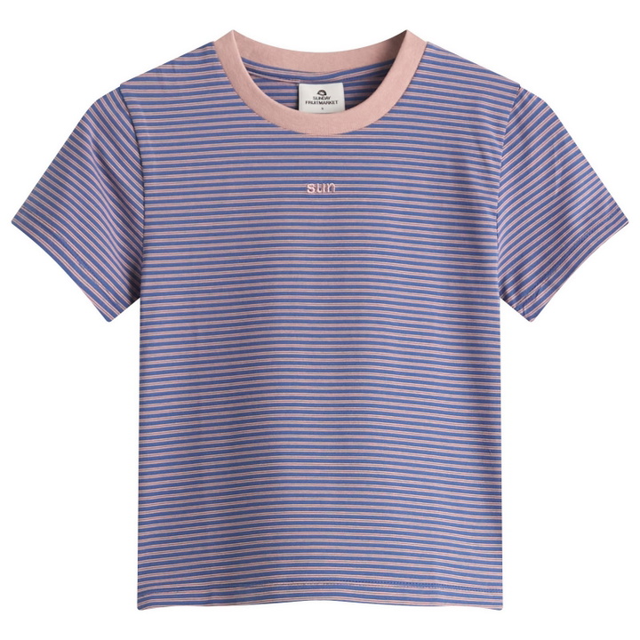 Photo: SUNDAYFRUITMARKET Women's Mini Sun Stripe T-Shirt in Navy