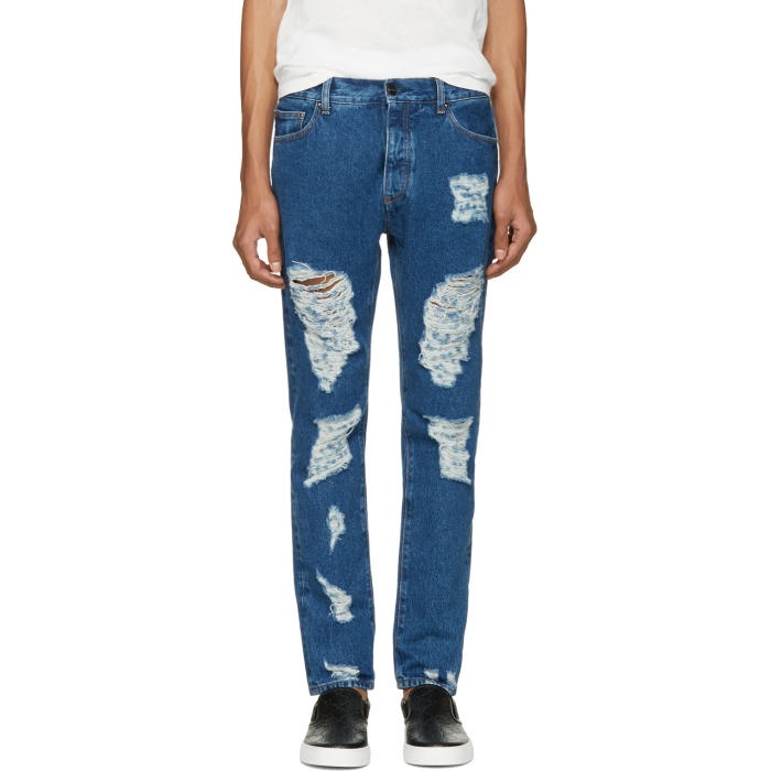 Photo: Palm Angels Blue Ripped Jeans