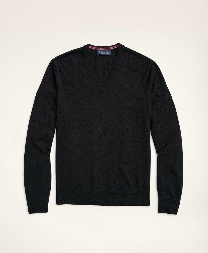 Photo: Brooks Brothers Men's Big & Tall Merino Wool V-Neck Sweater | Black