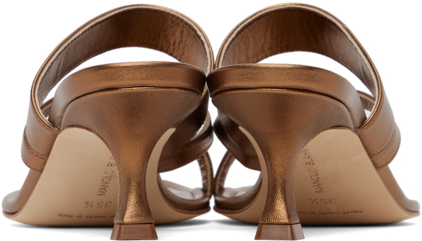 Manolo Blahnik Bronze Susa Heeled Sandals Manolo Blahnik