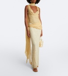 De La Vali Rosa lace-paneled georgette maxi dress
