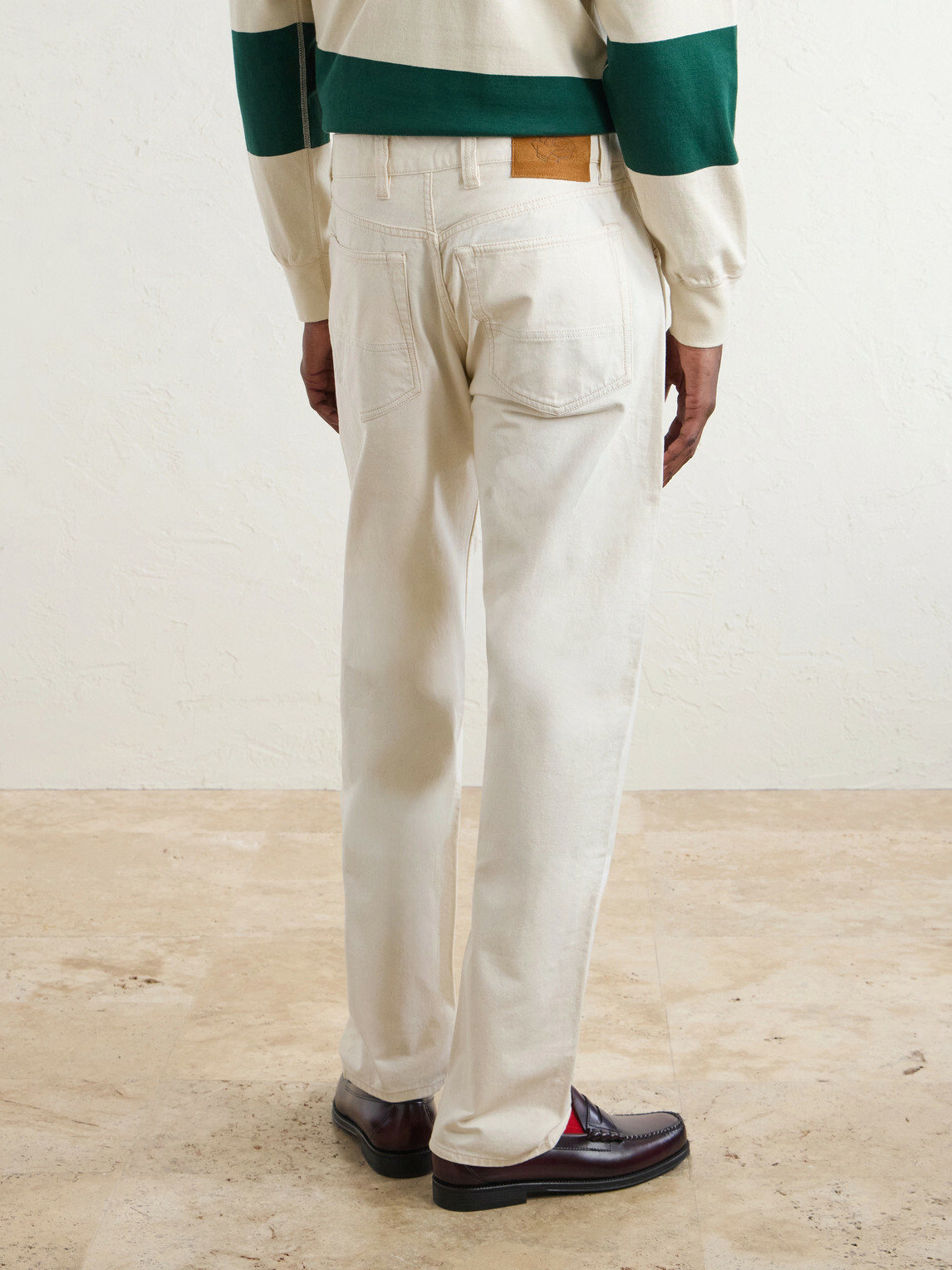 Drake's - Straight-Leg Leather-Trimmed Jeans - Neutrals