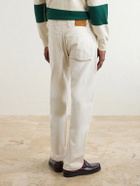 Drake's - Straight-Leg Leather-Trimmed Jeans - Neutrals