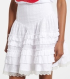 Ganni Broderie anglaise tiered cotton miniskirt