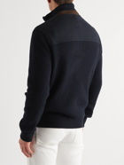 Loro Piana - Helmwood Suede-Trimmed Cashmere-Blend Zip-Up Cardigan - Blue