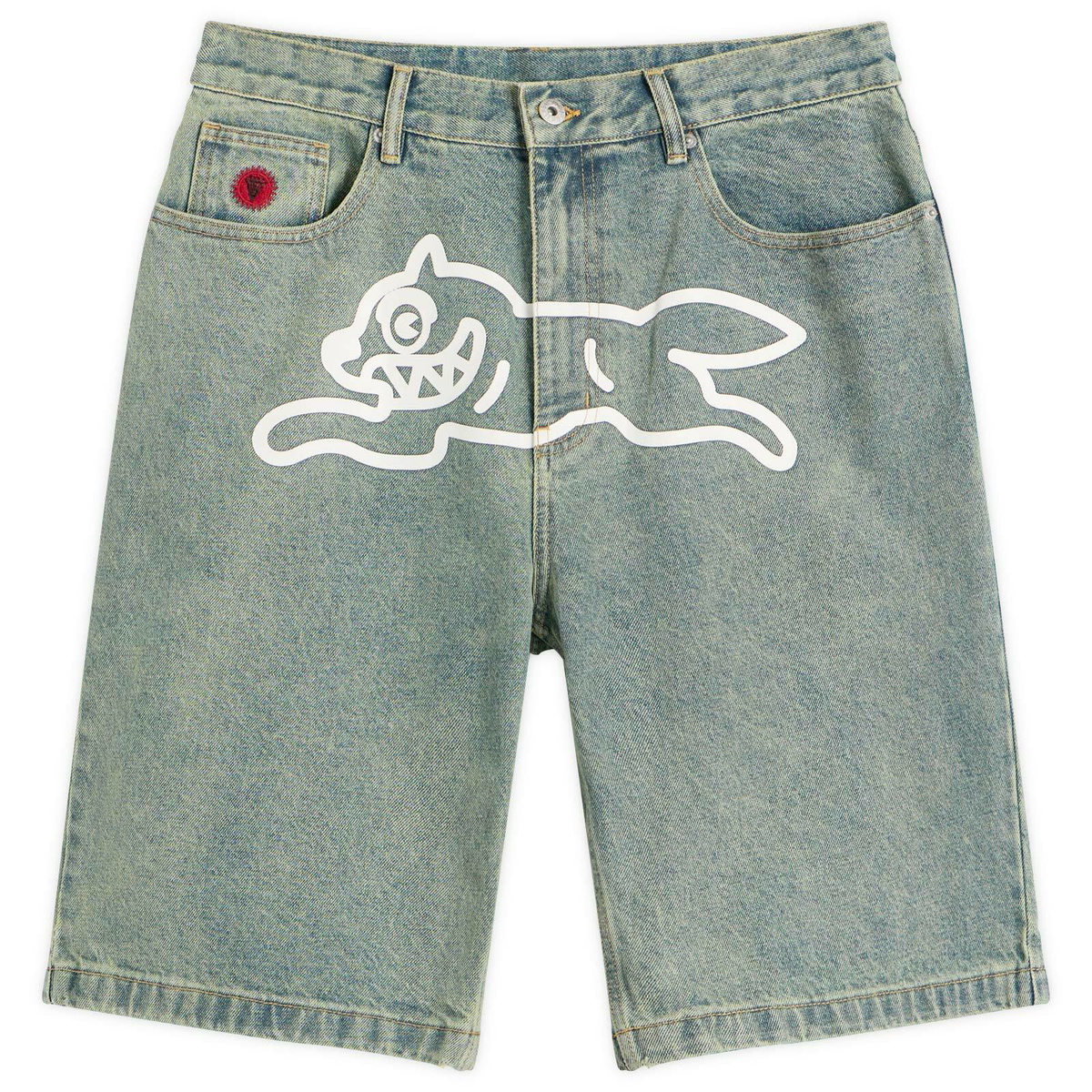 ICECREAM Men's Running Dog Denim Shorts in Vintage Wash