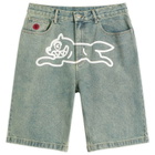 ICECREAM Men's Running Dog Denim Shorts in Vintage Wash