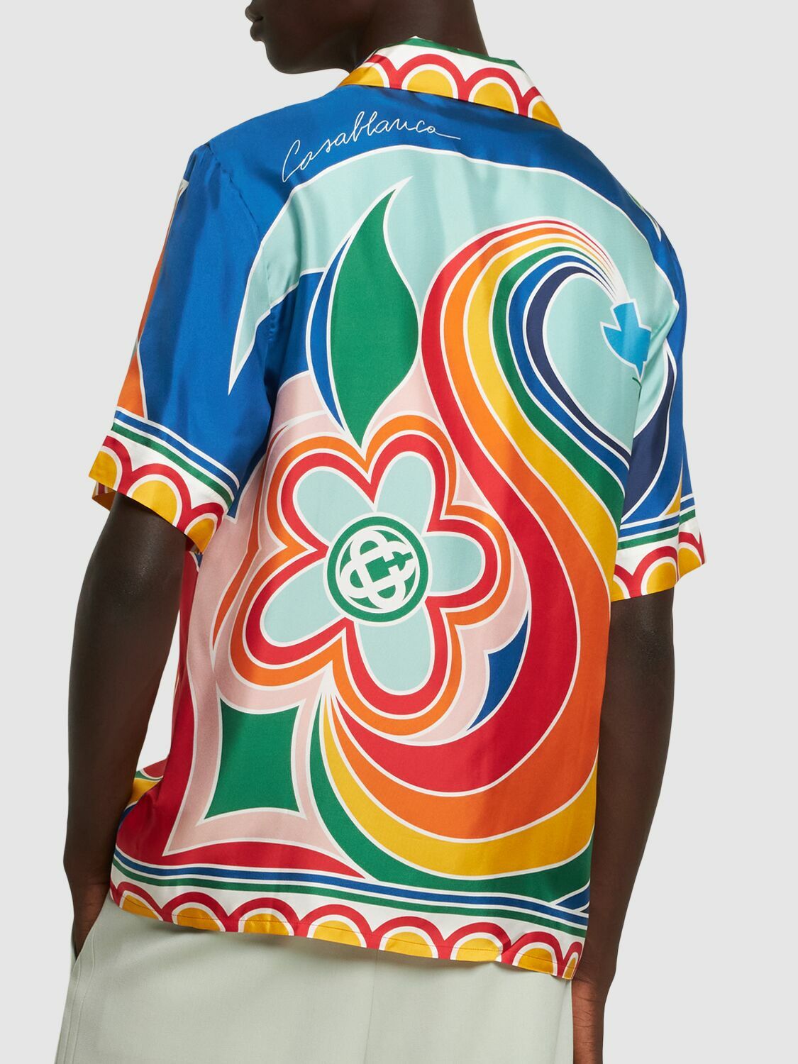 CASABLANCA - Fleures Silk Twill Short Sleeve Shirt Casablanca