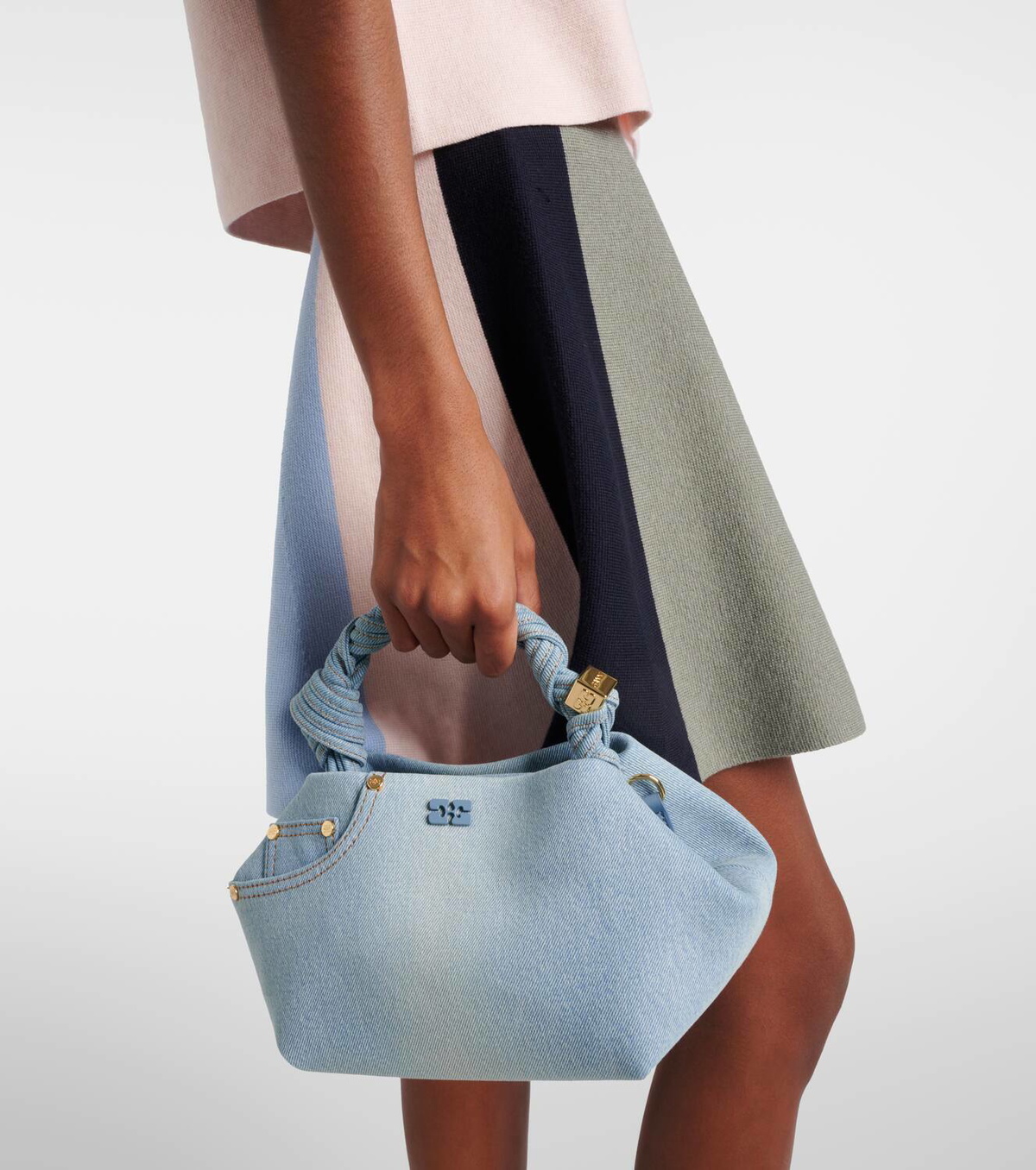 Ganni Bou Small denim tote bag GANNI