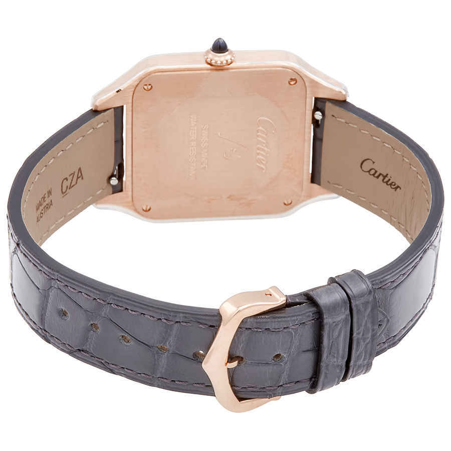 Cartier Santos-Dumont 18kt Rose Gold Silver Dial Mens Large Watch WGSA0021