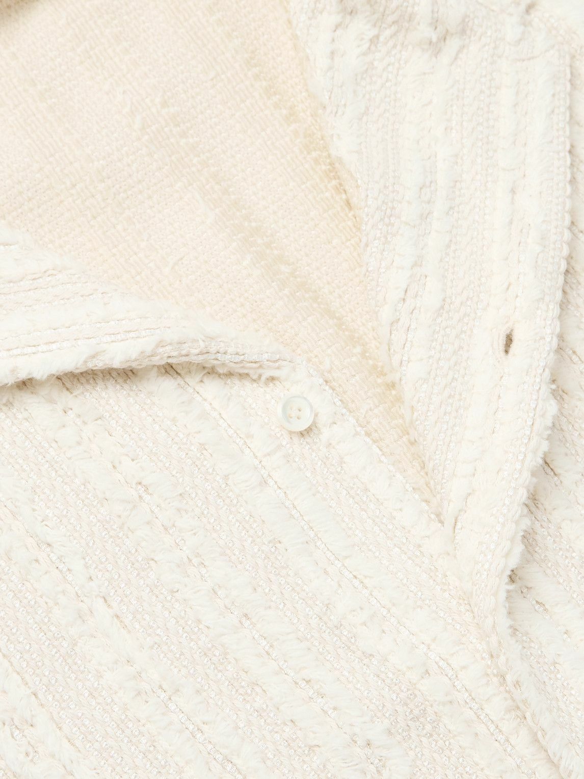 Séfr - Noam Convertible-Collar Striped Bouclé Shirt - Neutrals