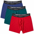 Calvin Klein Men's Cotton Stretch Boxer Brief - 3 Pack in Maya Blue/Grape/Rustic Red