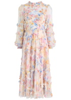 Needle & Thread Mariannes Floral-embellished Tulle Midi Dress Multicoloured