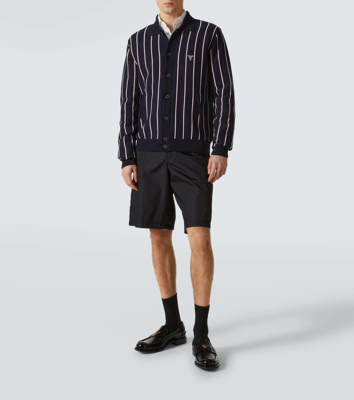 PRADA シルクカーディガン White/black Silk Cardigan | PRADA - United States
