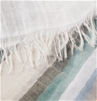 Oliver Spencer - Grafton Striped Fringed Cotton-Voile Scarf - Multi